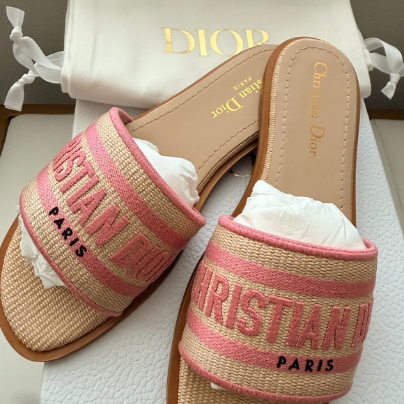 Brand New Dior Pink and Tan Dway Sandals